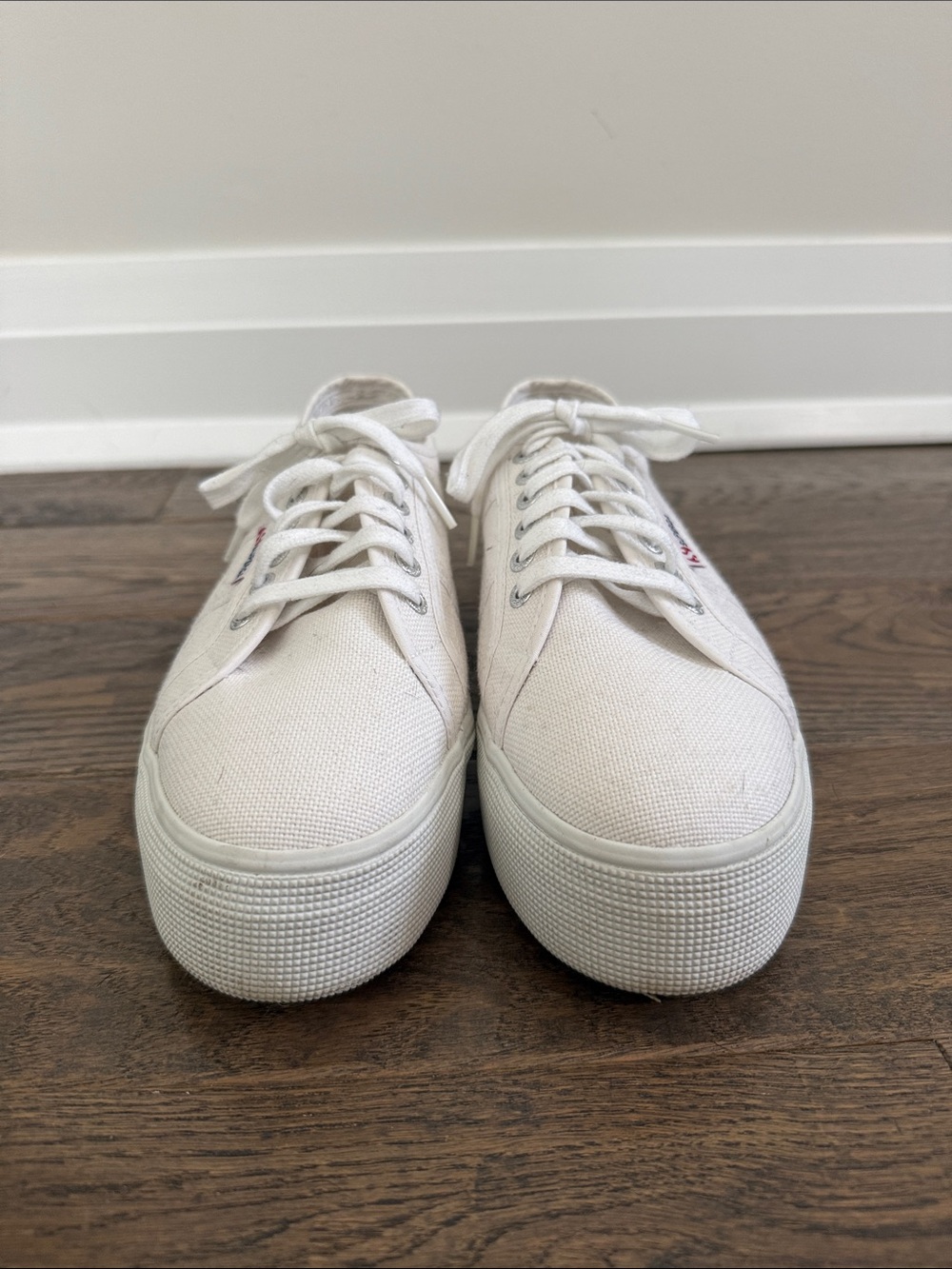 Superga White Platform Canvas Sneakers - Picture 2 of 6